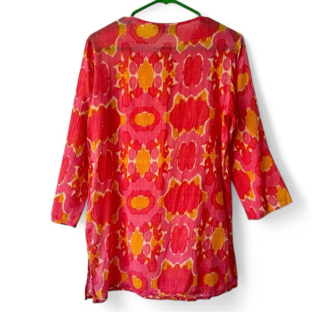 Rock Flower Paper Womens Small Embroidered Tunic Blouse 100% Cotton Pink Beachy - Picture 2 of 9